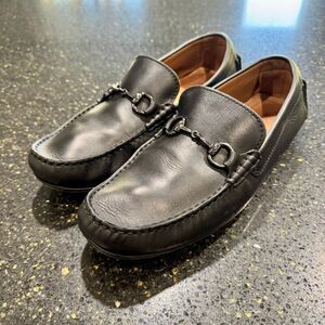 Peter Huber Grand Prix Black Leather Horsebit Loafers. Size 10M.